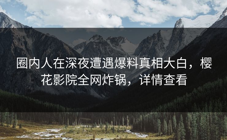 圈内人在深夜遭遇爆料真相大白,樱花影院全网炸锅,详情查看 圈内人在深夜遭遇爆料真相大白,樱花影院全网炸锅,详情查看