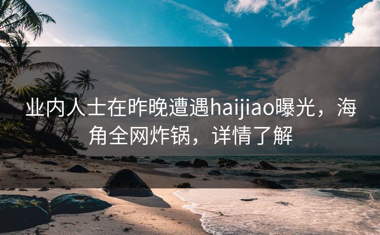 业内人士在昨晚遭遇haijiao曝光，海角全网炸锅，详情了解